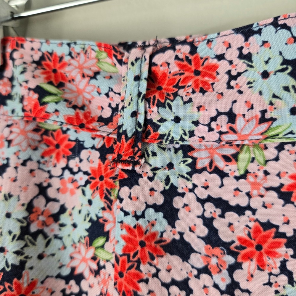 SO Goods For Life Floral Mini Skirt XS Navy Red Pink Ditsy Print Rayon Tie Waist - Picture 8 of 8